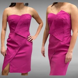 Guishem Strapless Sweetheart Sheath asymmetrical design Dress Magenta Size 6